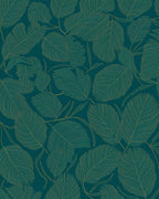 Gold Feather Patterned Deep Teal Rug