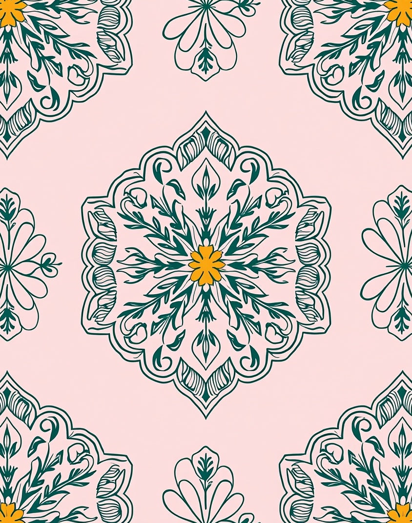 Emerald Floral Medallion Pattern Rug