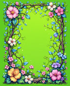 Vibrant Garden Floral Vine Pattern Rug