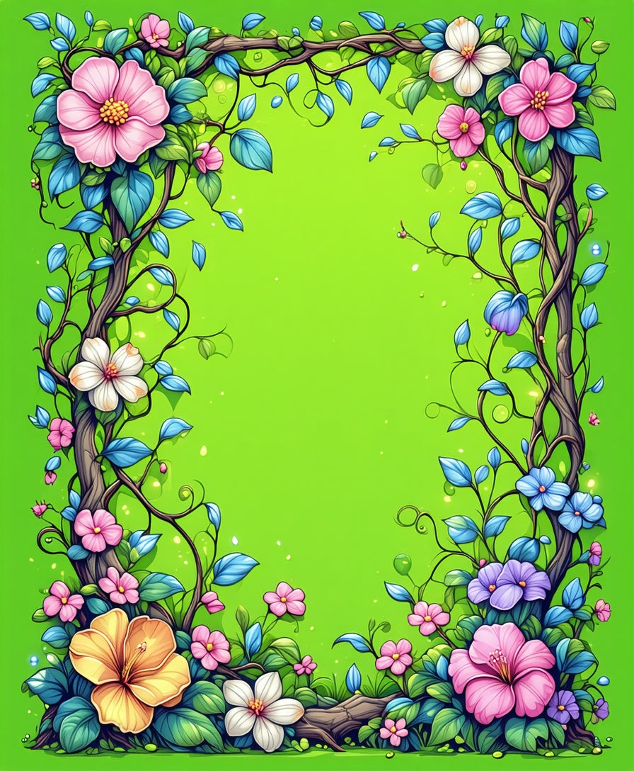 Vibrant Garden Floral Vine Pattern Rug