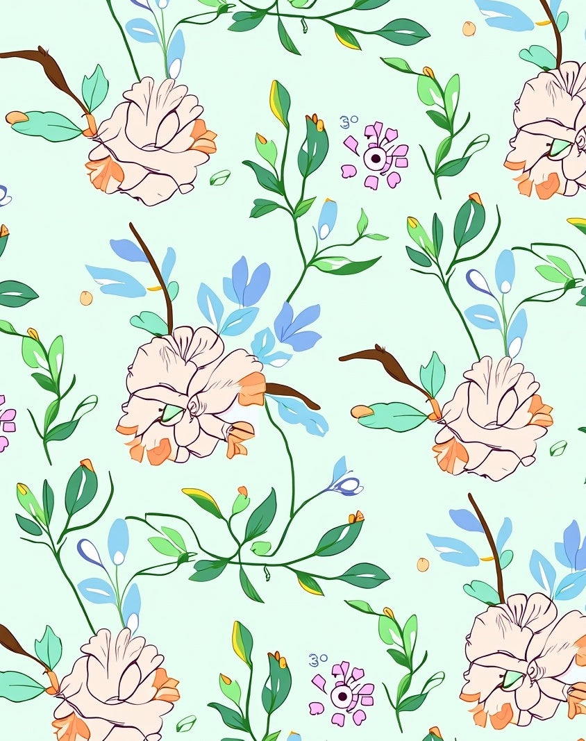 Pastel Botanical Whimsy Pattern Rug