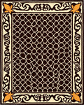 Ornate Lattice Floral Border Rug
