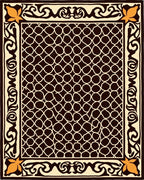Ornate Lattice Floral Border Rug