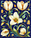 Bold Floral Art Nouveau Tulips Rug
