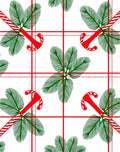 Red Candy Cane Pine Branch Plaid Rug