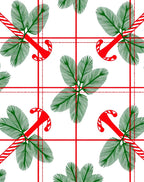 Red Candy Cane Pine Branch Plaid Rug