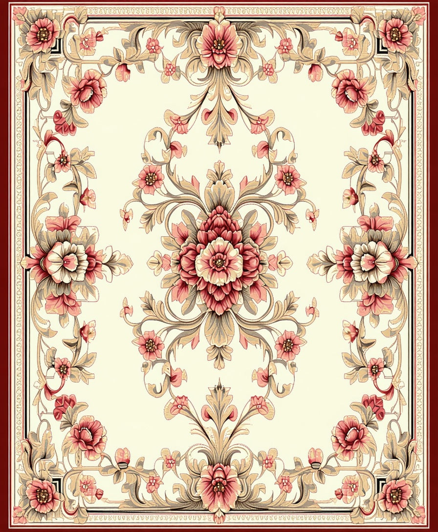 Antique Floral Medallion Pattern Rug