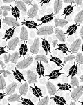 Monochrome Fern and Organic Pattern Rug