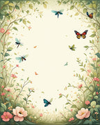 Whimsical Butterflies and Floral Garden Design Rug