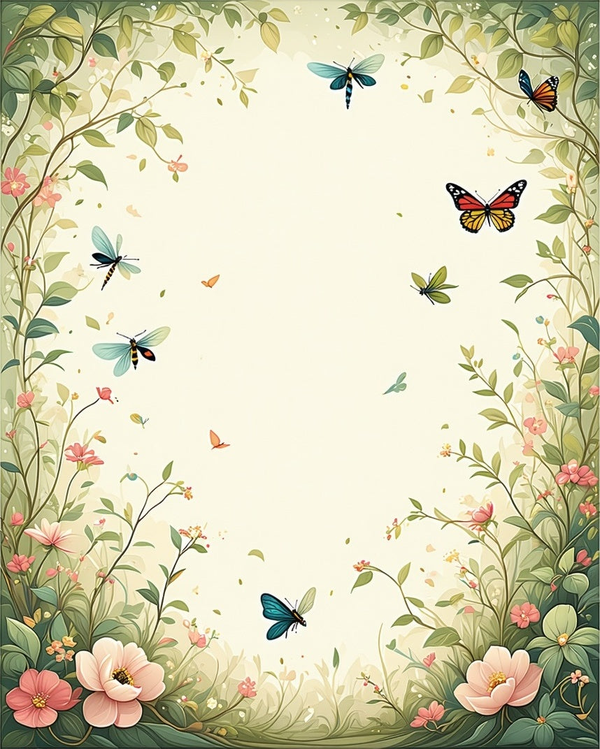 Whimsical Butterflies and Floral Garden Design Rug