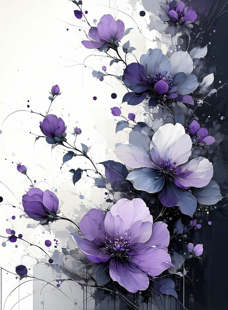 Purple Blossom Watercolor Art Rug