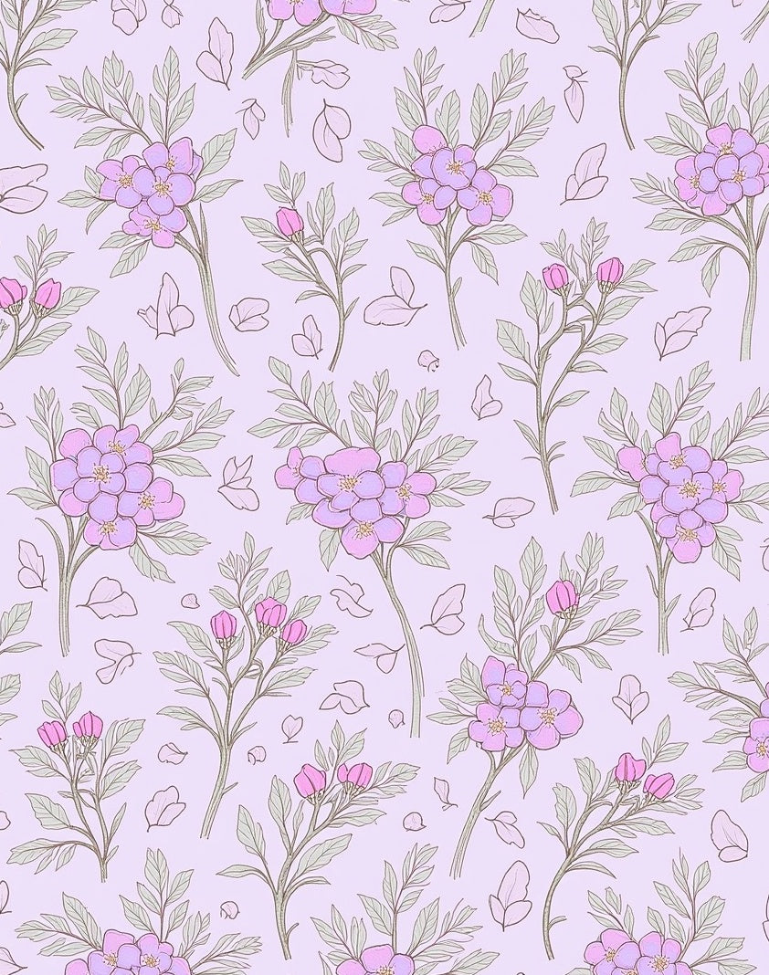 Pastel Floral Sprig Vine Pattern Rug