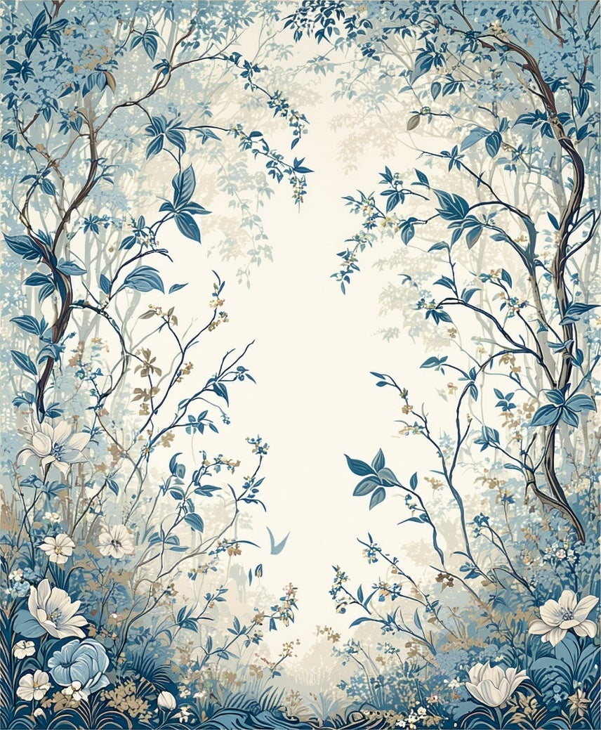 Enchanting Blue Floral Canopy Design Rug