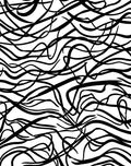Abstract Swirling Black Line Pattern Rug