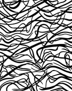 Abstract Swirling Black Line Pattern Rug