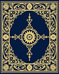 Ornate Golden Floral Medallion Rug