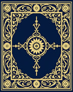Ornate Golden Floral Medallion Rug
