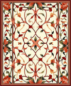 Ornate Floral Bordered Classic Design Rug