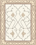Ornate Cream and Brown Floral Pattern Rug