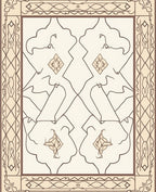 Ornate Cream and Brown Floral Pattern Rug