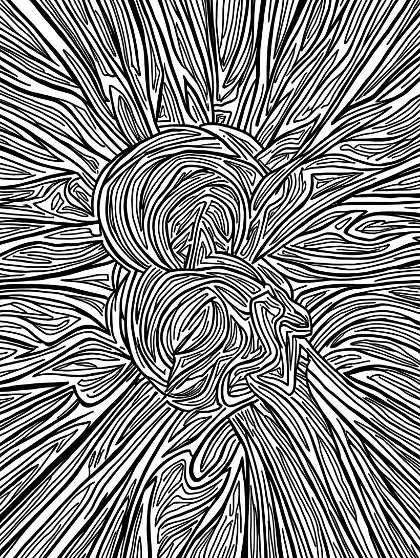 Abstract Line Art Sunburst Pattern Rug