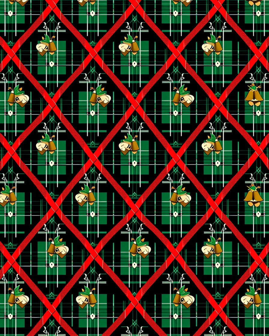 Red Diamond Plaid Bells Rug