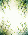 Nature Inspired Green Leaf Branches Rug