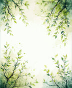 Nature Inspired Green Leaf Branches Rug