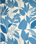 Blue Leafy Tropical Pattern Rug