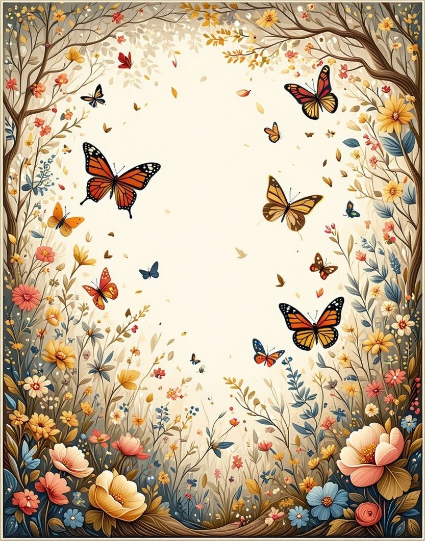 Whimsical Butterflies Floral Garden Rug