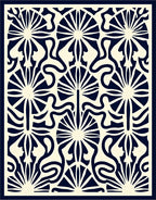 Art Nouveau Fan With Abstract Scrolls Rug
