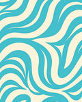 Turquoise Cream Swirling Abstract Rug