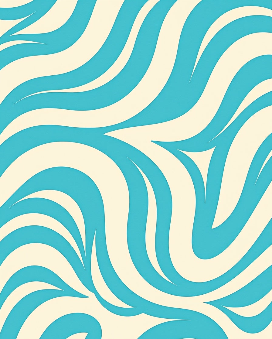 Turquoise Cream Swirling Abstract Rug