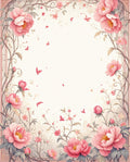 Whimsical Pink Floral Vine Pattern Rug