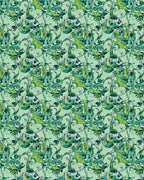 Abstract Green Swirl Floral Pattern Rug