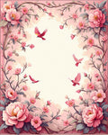 Floral Birds In Pink Garden Design Rug