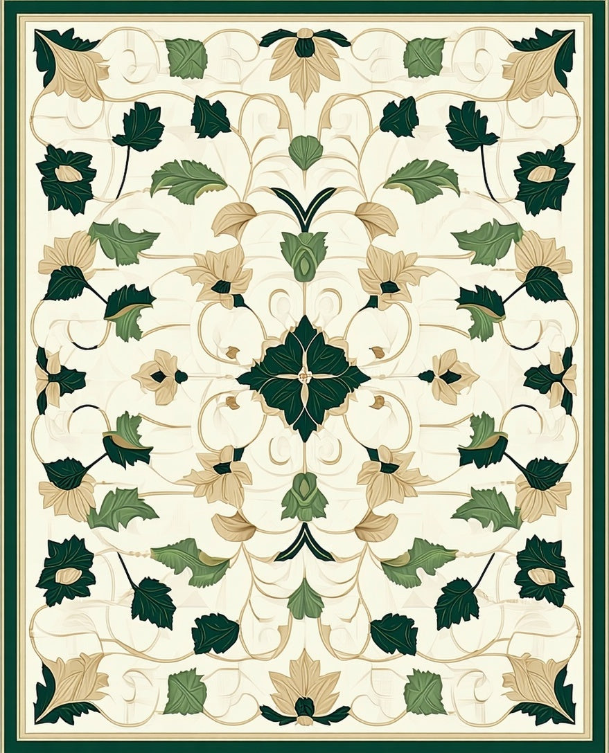 Ornate Floral Vine Pattern Rug