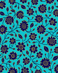 Blue Floral Vine Pattern Rug