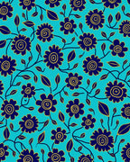 Blue Floral Vine Pattern Rug