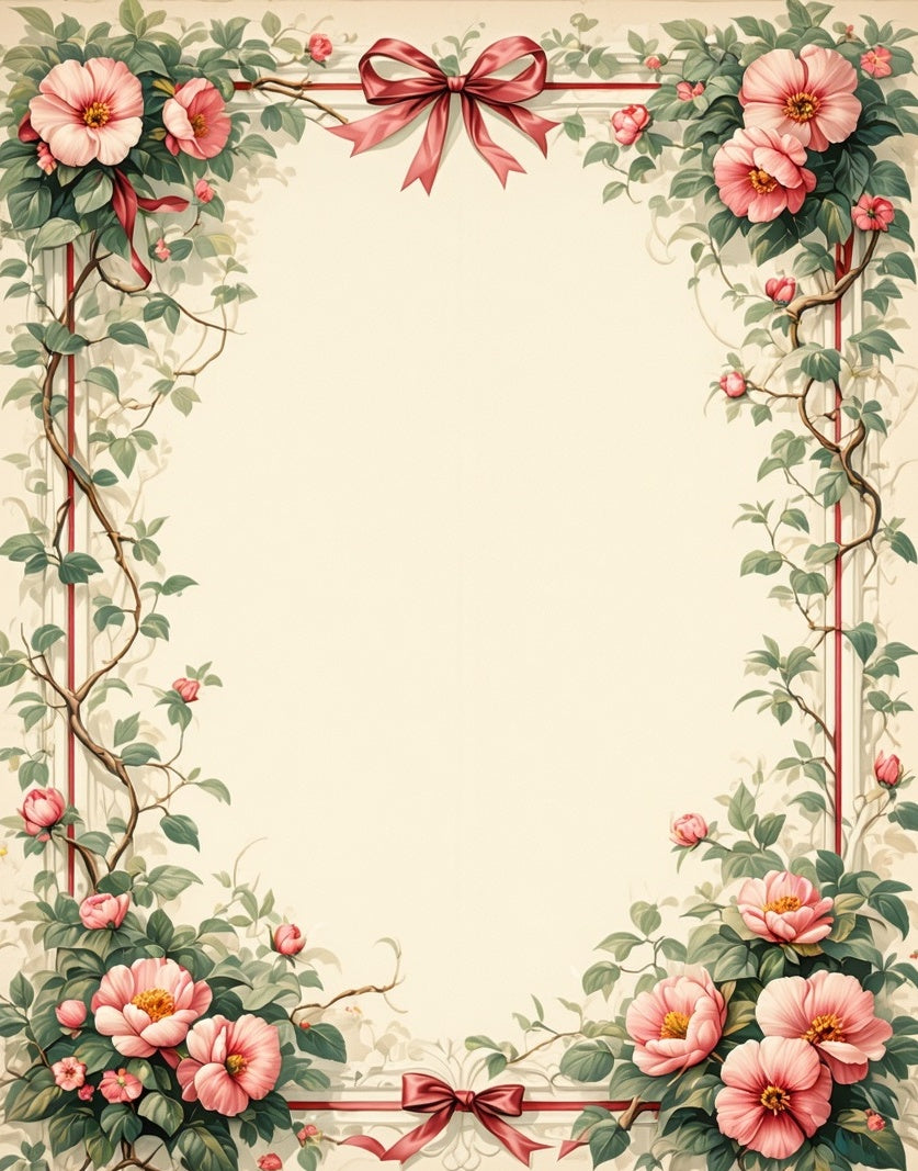 Vintage Pink Floral Vine Design Rug