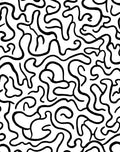 Abstract Black White Wavy Lines Design Rug