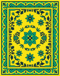 Vibrant Yellow Floral Border Pattern Rug