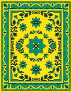Vibrant Yellow Floral Border Pattern Rug