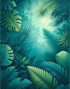 Lush Tropical Jungle Leaf Pattern Rug
