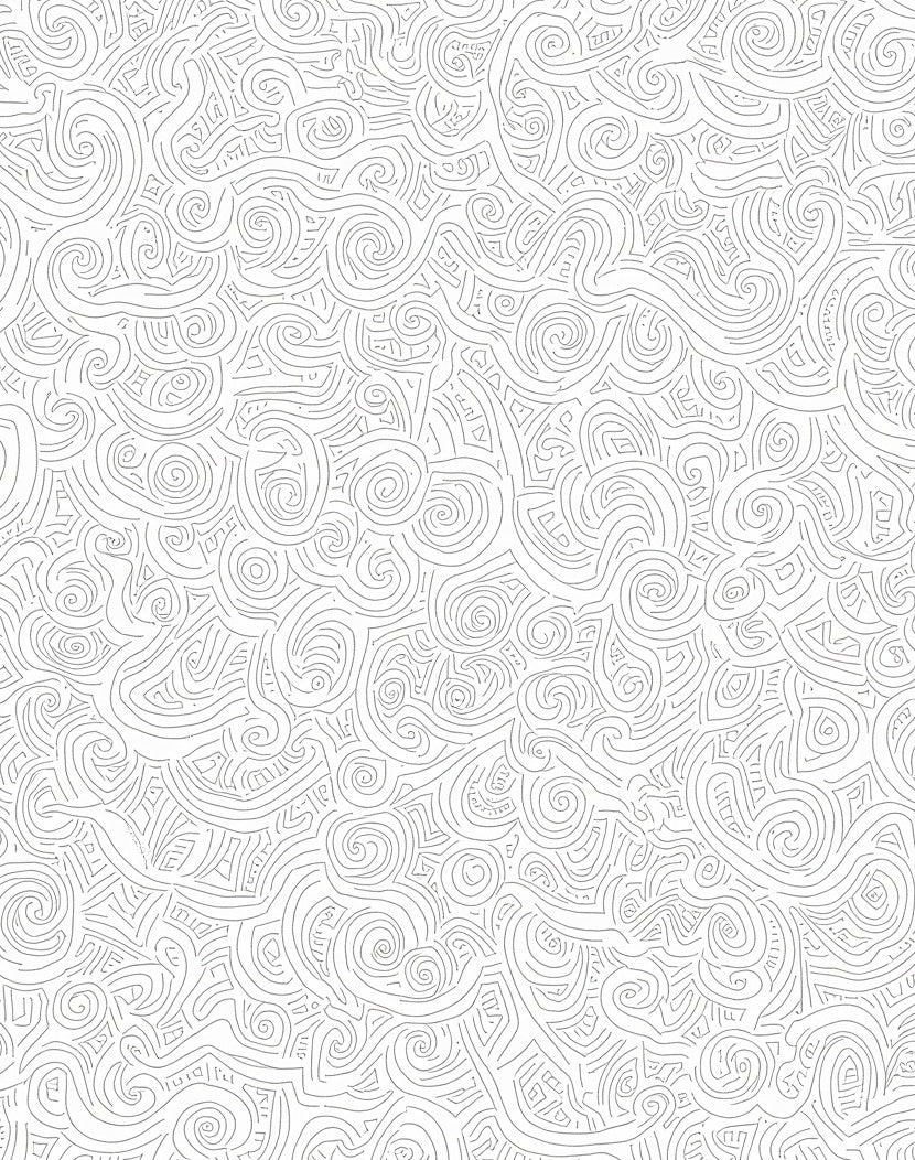 Abstract Swirls White Line Art Rug
