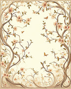 Elegant Floral Branches With Birds Design Rug