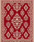 Elegant Red Floral Damask Design Rug