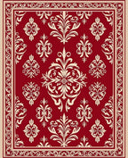 Elegant Red Floral Damask Design Rug