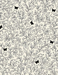 Black Cat Vine Garden Pattern Rug