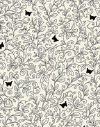 Black Cat Vine Garden Pattern Rug
